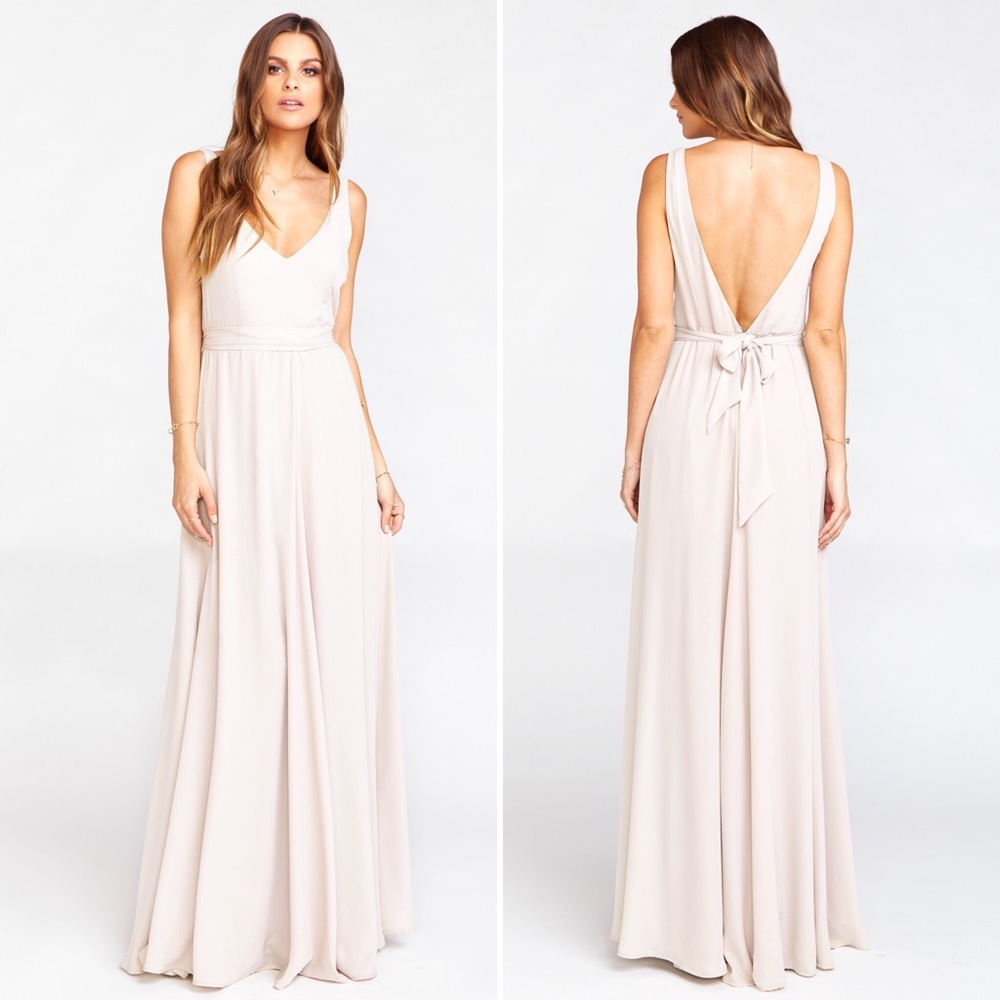 NEW Show Me Your Mumu Nude Maxi Dress Jenn Bridesmaid Show Me The Ring w/ Belt L